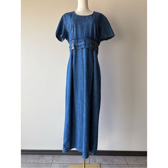 Vintage 90’s Soft Denim Maxi Dress - Picture 3 of 10